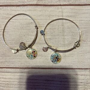 Alex and ani Disney parks mickey and Minnie passport silver bangle Bracelets set